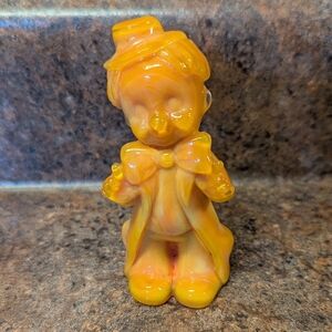 Vintage Boyd Orange Glass Clown Figurine